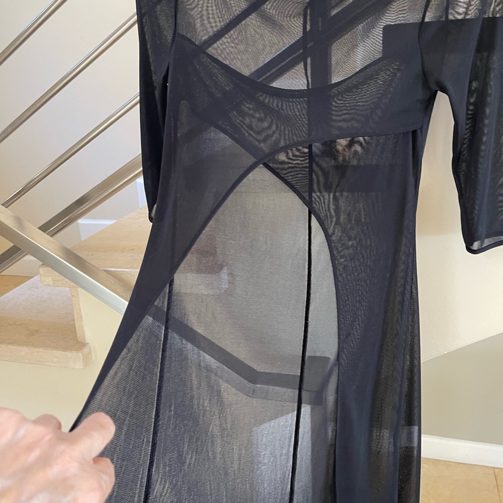Vintage Elegant Black Sheer Swim Cover-Up/Top - Picture 4 of 12